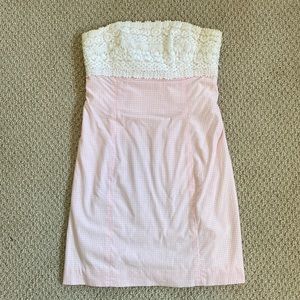Lilly Pulitzer strapless pink gingham mini dress